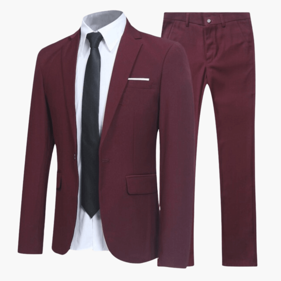 Men's tailored fit suit set with tie, classic formal business wear in coordinated style