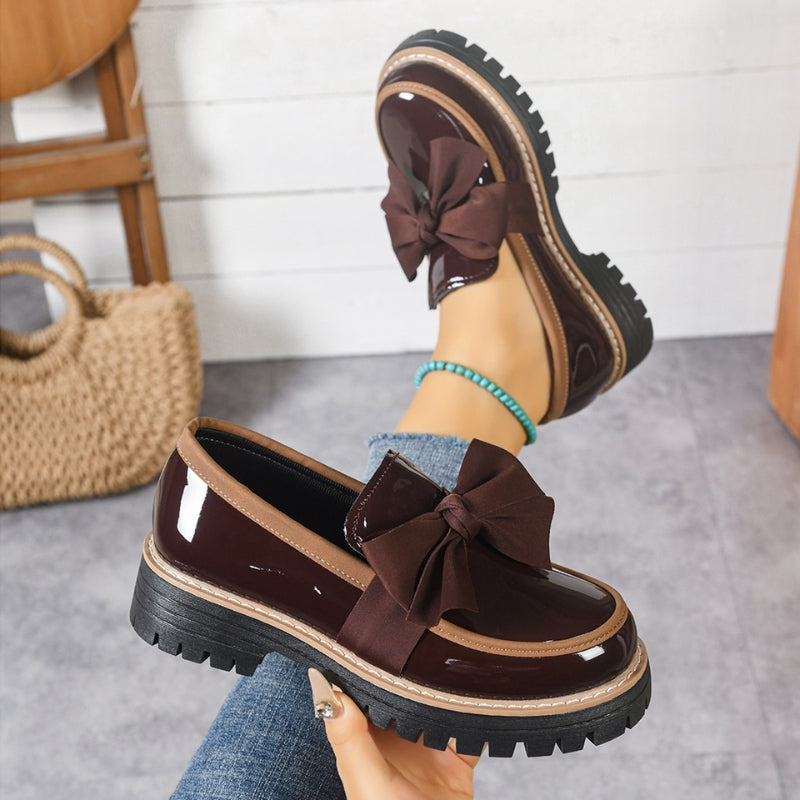 Demi | Women's Bow Loafers Platform Slip On Shoes