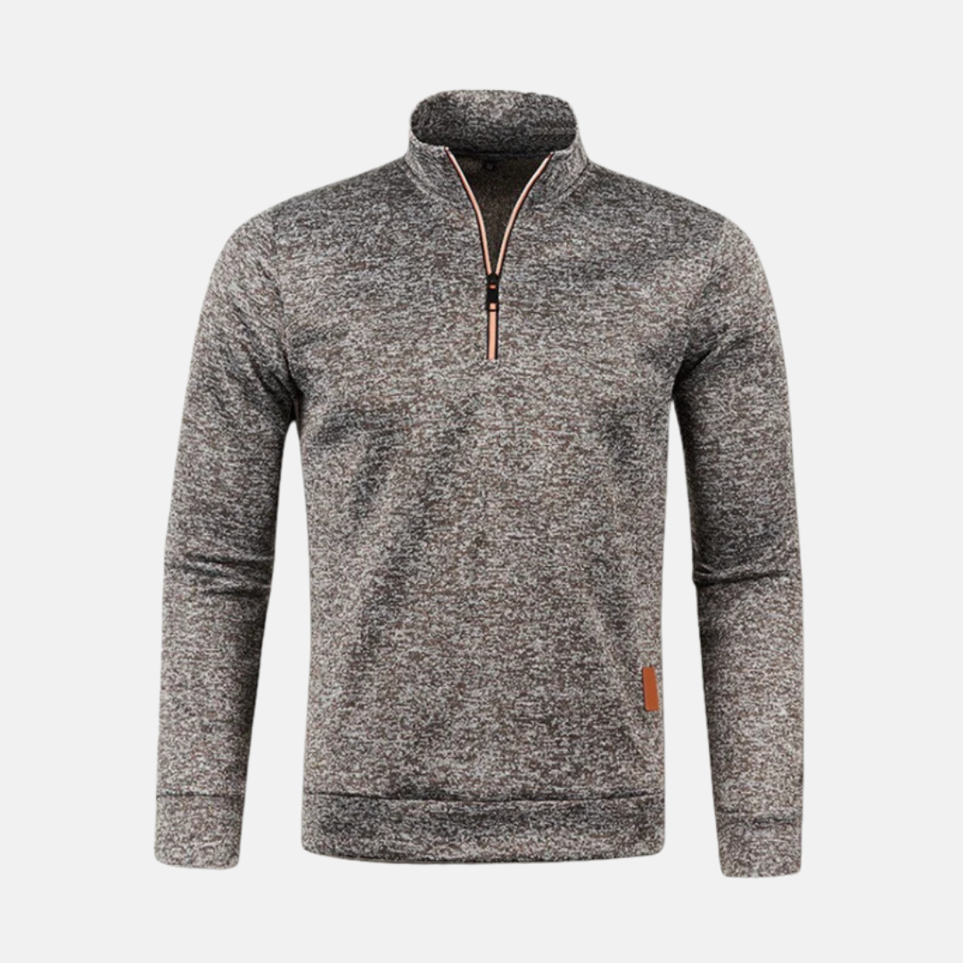 Men's micro textured knit quarter zip sweatshirt stand-up collar regular fit fall casual top