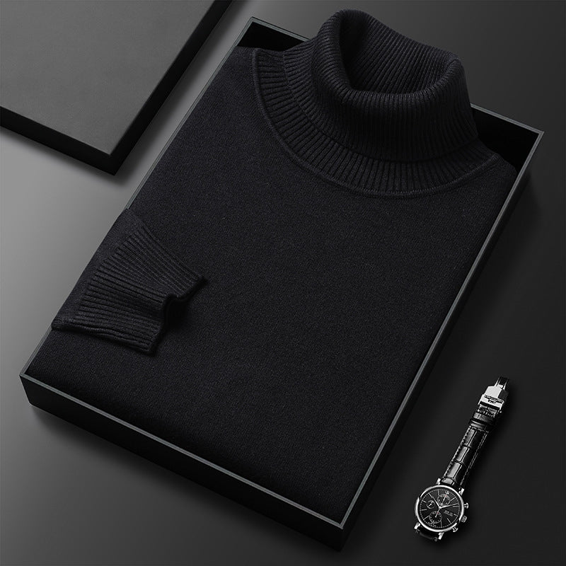 Men's cashmere blend turtleneck sweater lightweight structured neckline cold-weather essential
