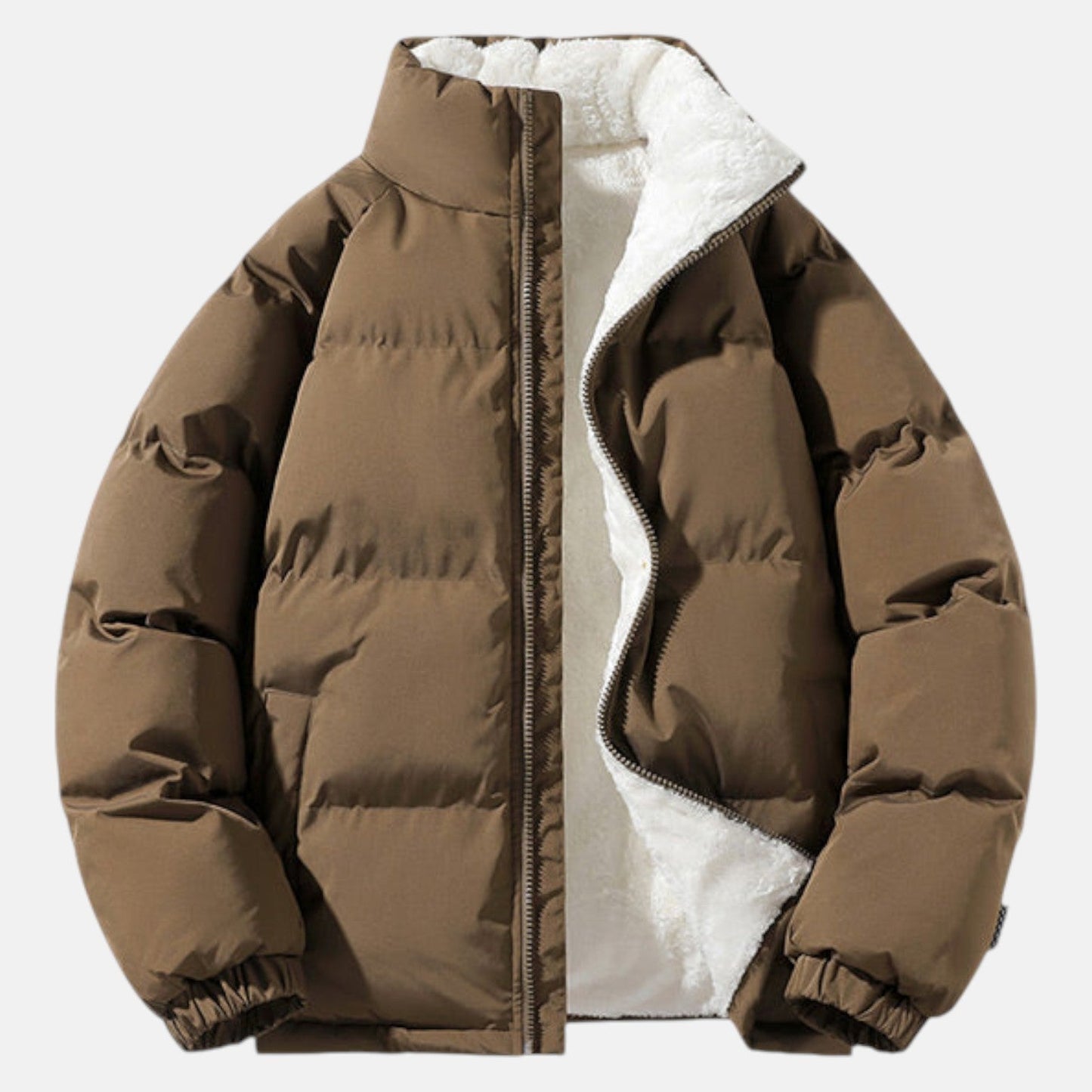 Men's cotton puffer jacket modern cut high collar windproof insulation cold weather outerwear