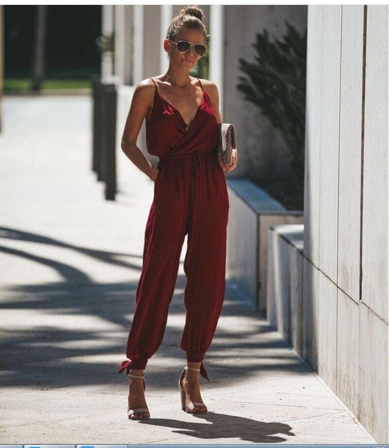 Floral print loose fit jumpsuit spaghetti straps high slit scoop neck effortless chic women