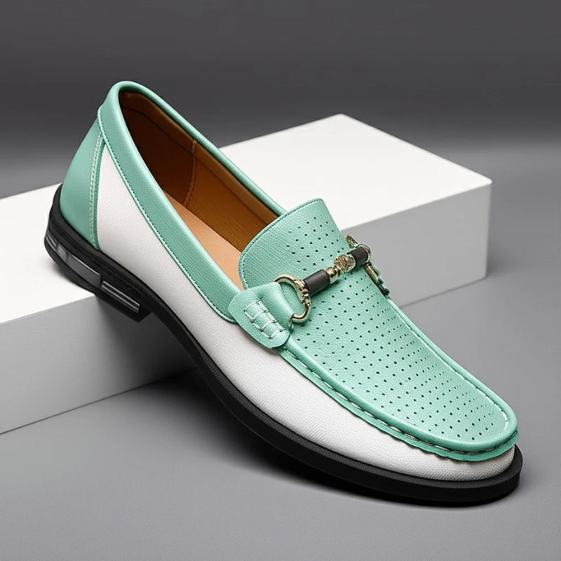 Del Muro Italian leather loafers perforated upper orthopedic cushioned insole professional comfort
