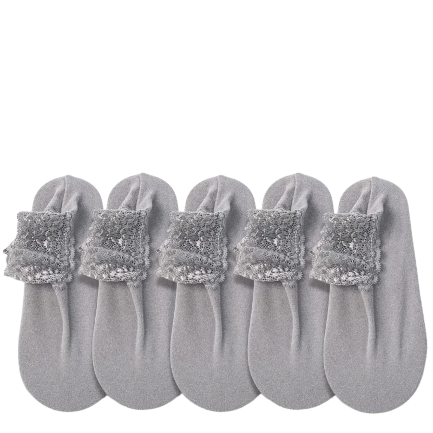 Women's velvet lace-trim socks set 5-pair featherlight non-slip grip cozy indoor loungewear