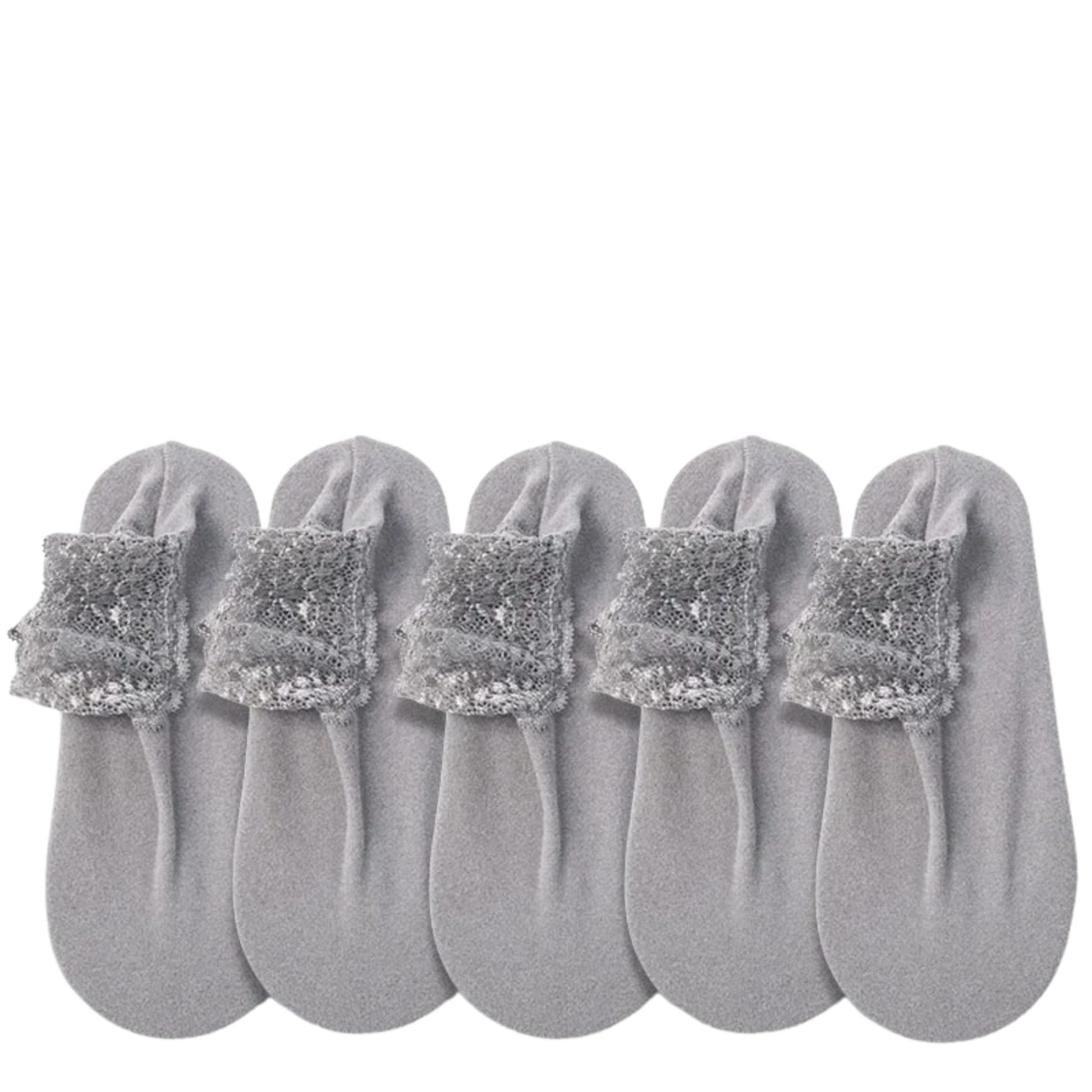 Women's velvet lace-trim socks set 5-pair featherlight non-slip grip cozy indoor loungewear