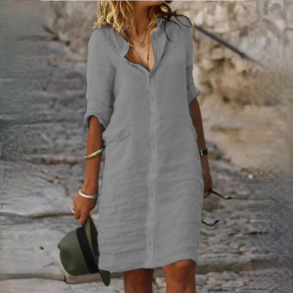 INA women's elegant casual dress lightweight feminine silhouette flattering fit for modern style