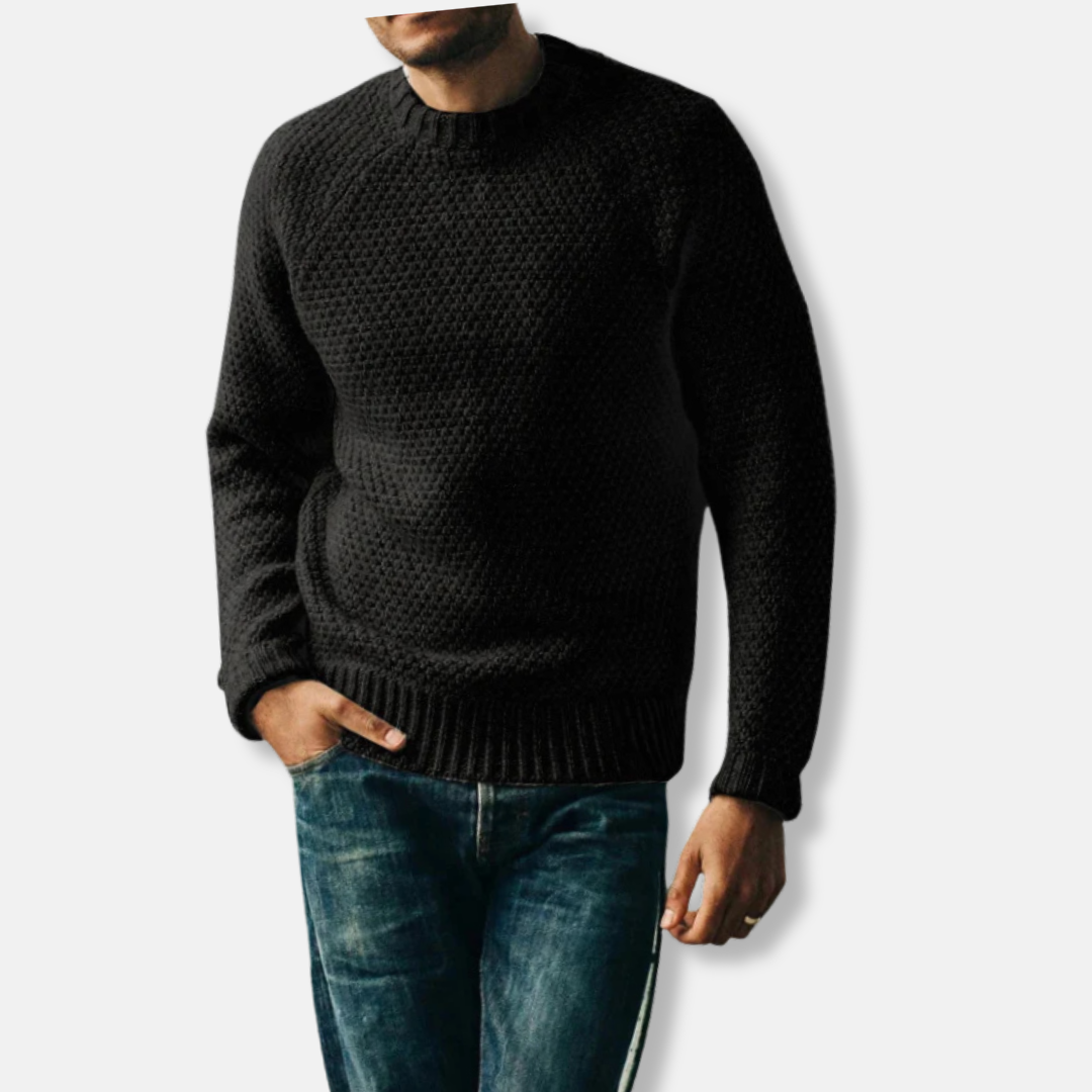 Men's wool blend crew neck raglan sleeve sweater relaxed fit casual knit pullover