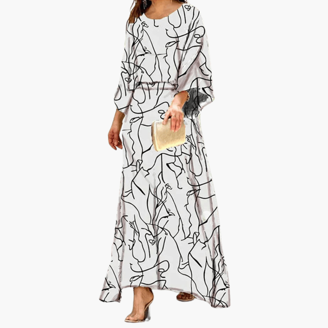 Women's boho print maxi dress flowing silhouette, exclusive pattern, all-day comfort style
