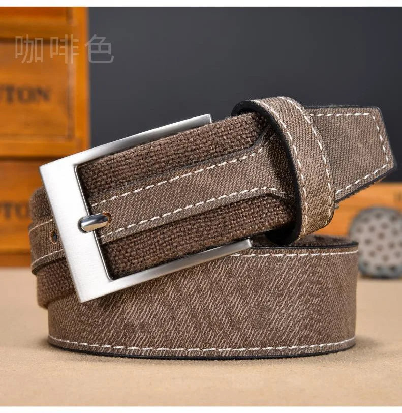 Hudson denim reversible belt dual-texture canvas strap with rugged refined metal buckle formal casual