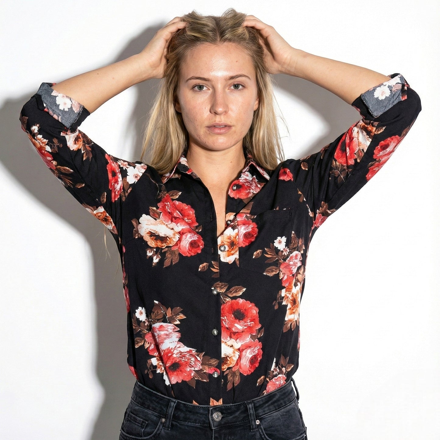 Women's classic collared blouse breathable polished office essential in versatile everyday silhouette
