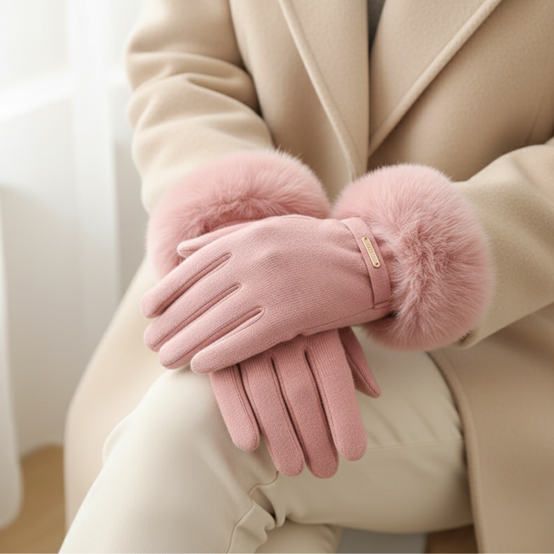 Women's fitted wool winter gloves with fur trim, sleek cold-weather style for cozy warmth
