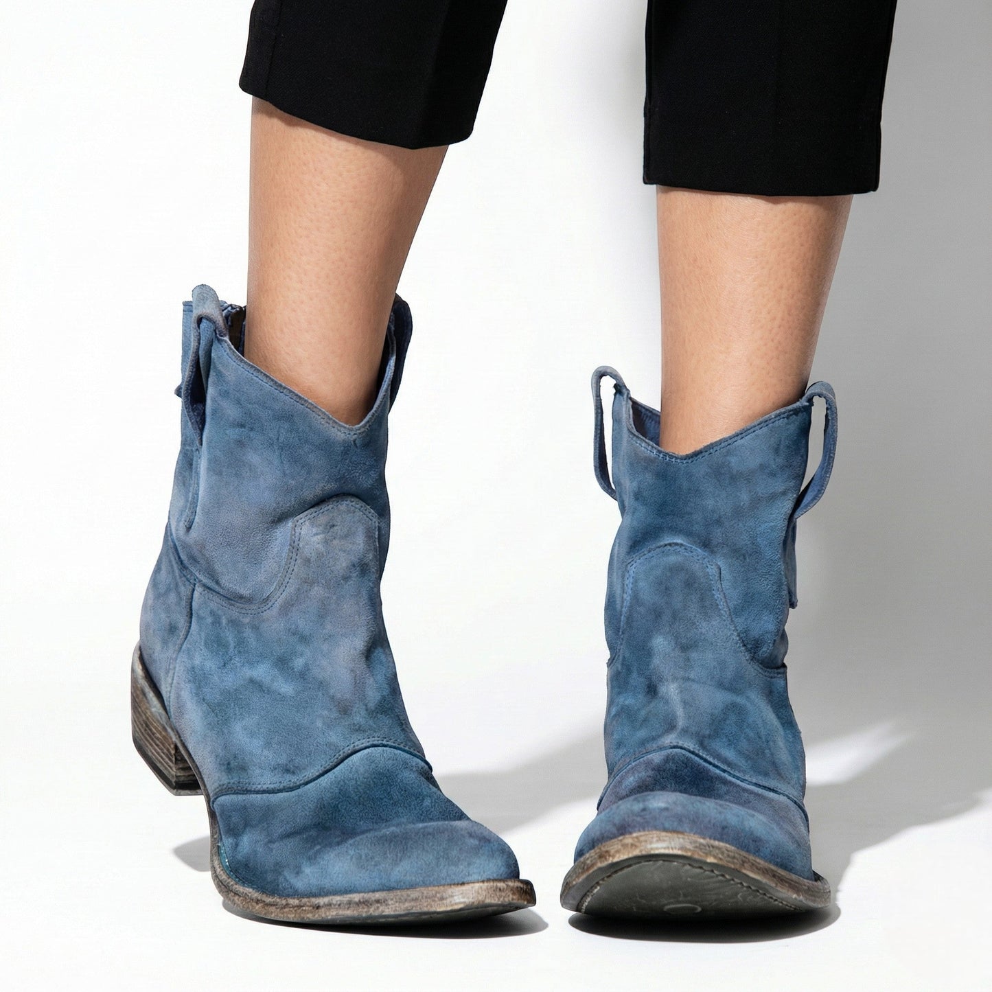 Women's western ankle boots pointed toe city-ready everyday comfort versatile brown leather-look