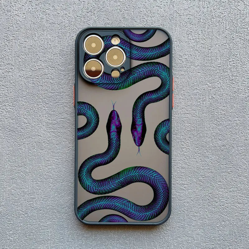 Serpent motif iPhone case metallic finish bold snake design durable slim protective cover