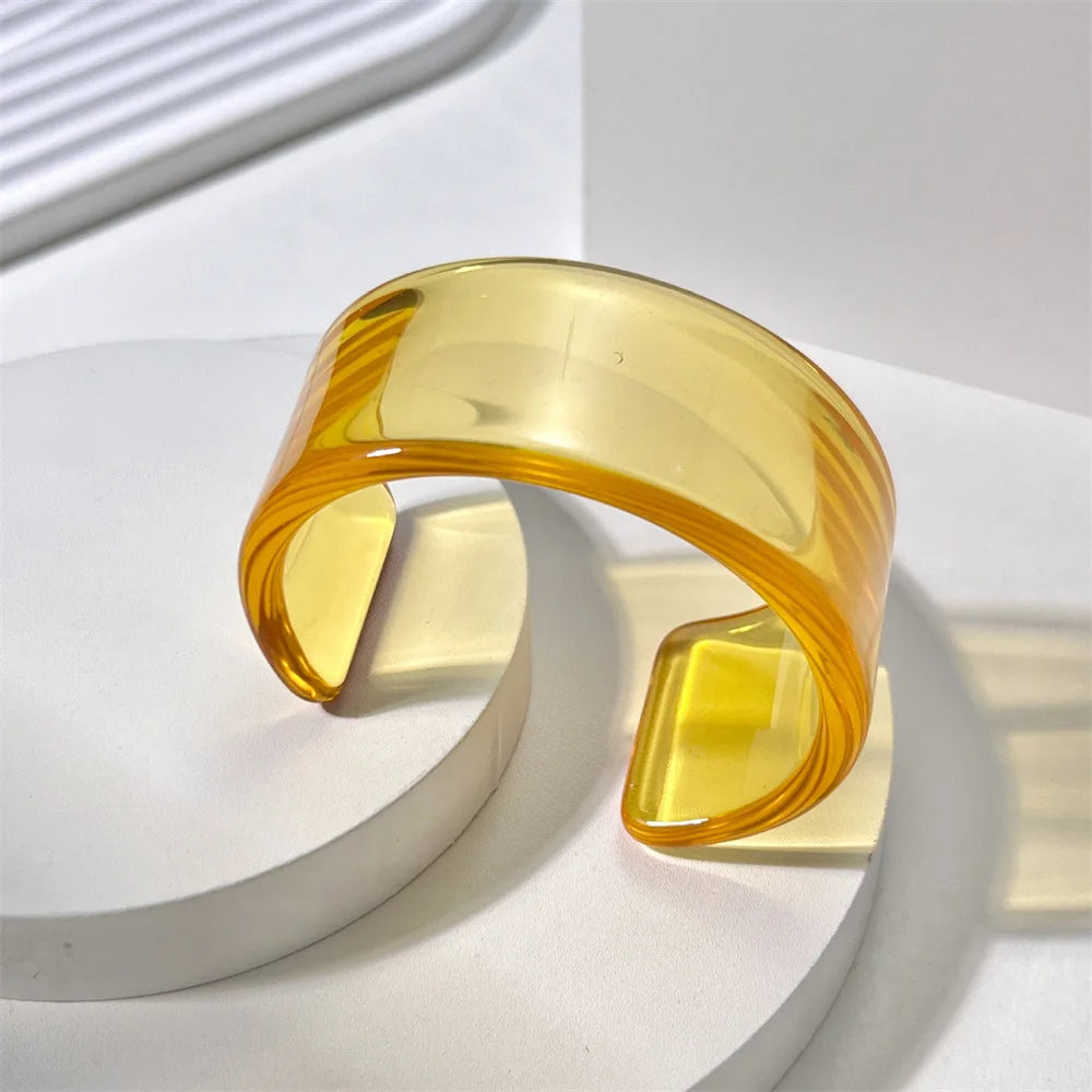Glossique acrylic bangle ultra-smooth high-shine stackable minimalist cuff bracelet featherlight design