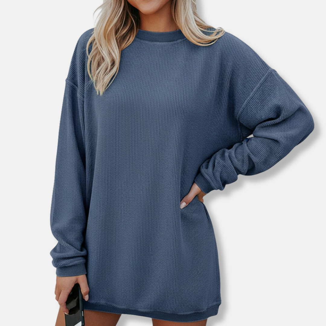 Women's relaxed fit round neck sweatshirt soft cotton blend long sleeve everyday casual comfort