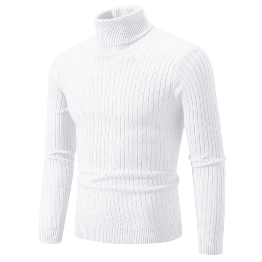 Unisex ribbed turtleneck sweater in soft premium knit, slim classic fit for casual and formal wear
