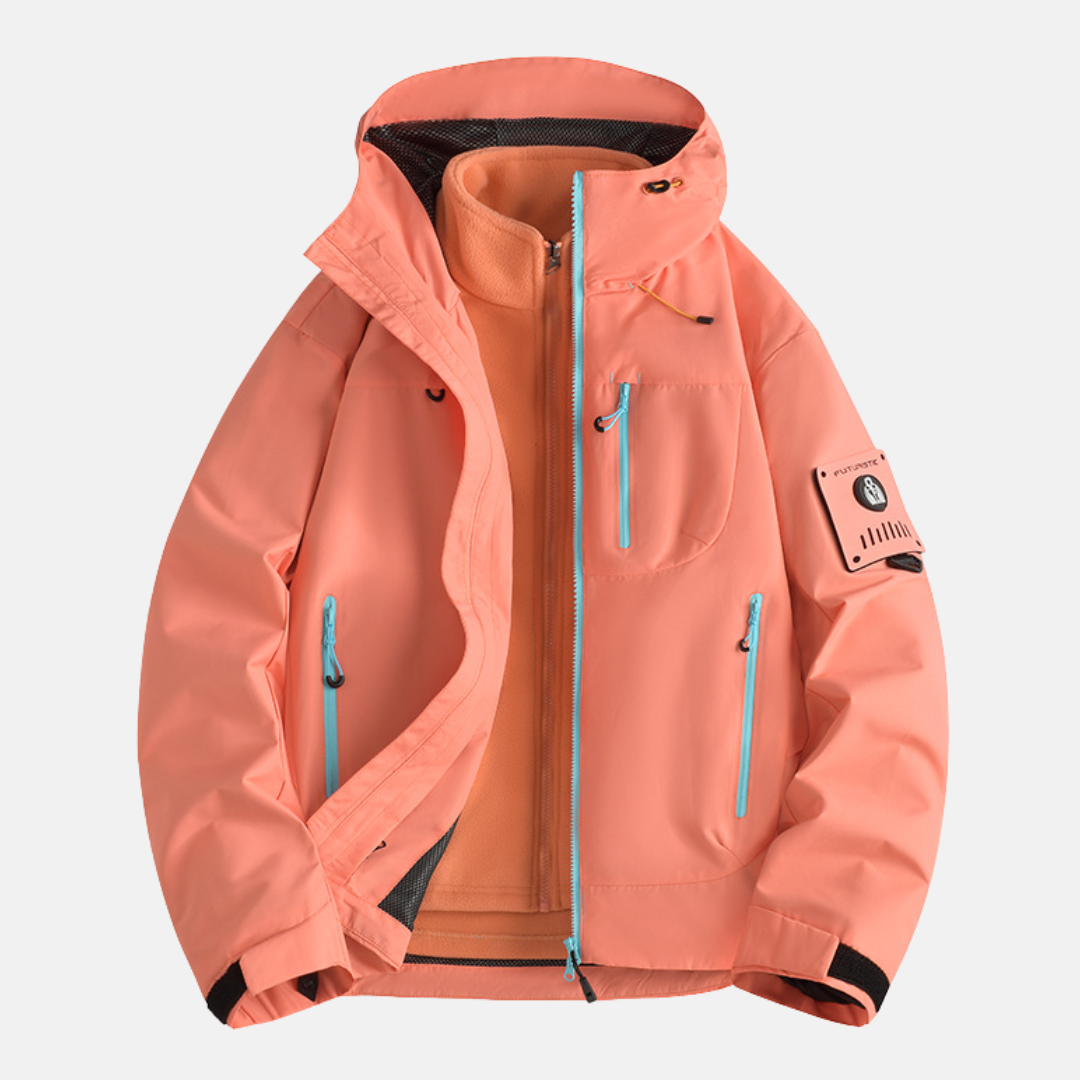 Men's 3-in-1 modular jacket technical fabric versatile hood full-zip all-season urban outdoor