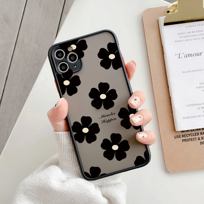 Midnight Blossom iPhone case slim dark floral smoky matte-frost finish shock-absorbing bumper