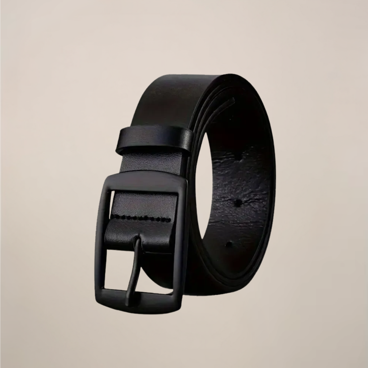 Men's classic black brown leather belt polished silver buckle business casual versatile dress belt