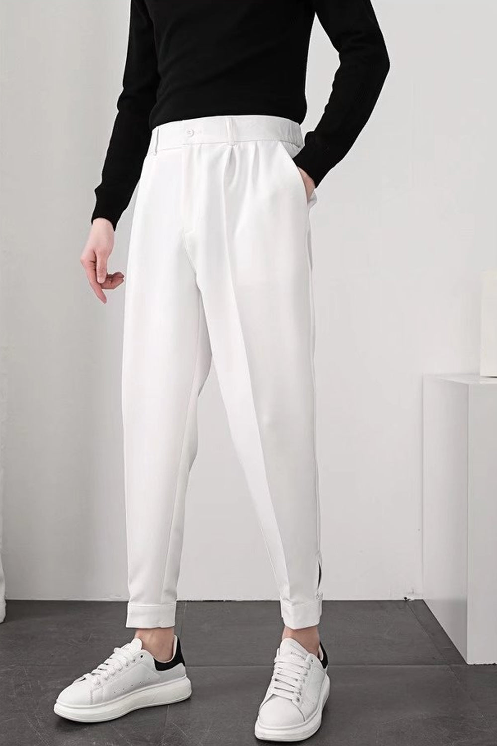 Men's classic straight-cut dress pants tailored silhouette for business and semi-formal occasions