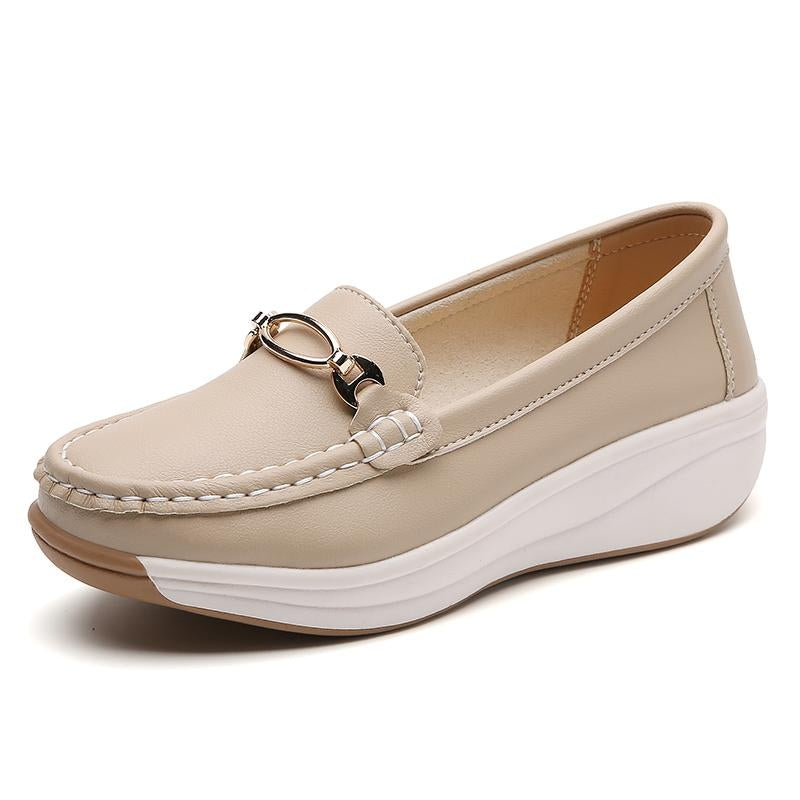 Genuine leather loafers slip-on style with padded arch support and orthopedic comfort for professionals