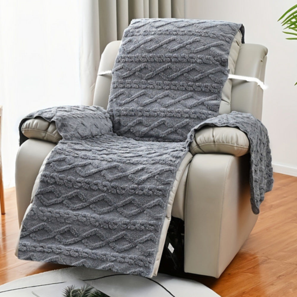 Quilted diamond pattern recliner slipcover microfiber pet-friendly easy-fit furniture protector