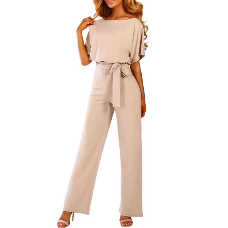Celeste | Women's Belted Wide Leg Jumpsuit Batwing Sleeve Elegant