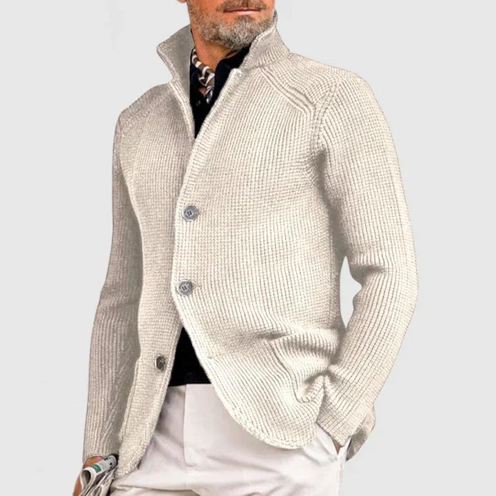 Gregor men's gray classic cardigan sustainable knitwear comfortable everyday professional fit