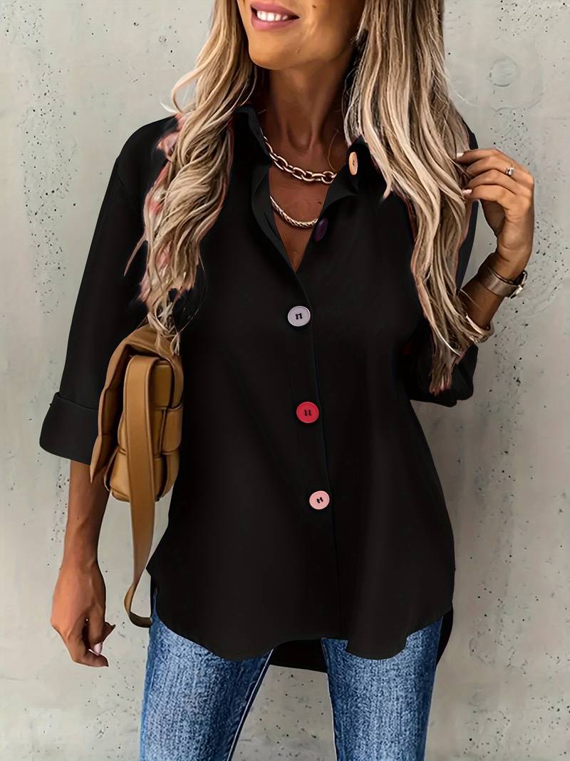 Women's white long sleeve shirt timeless relaxed fit versatile spring autumn wardrobe essential