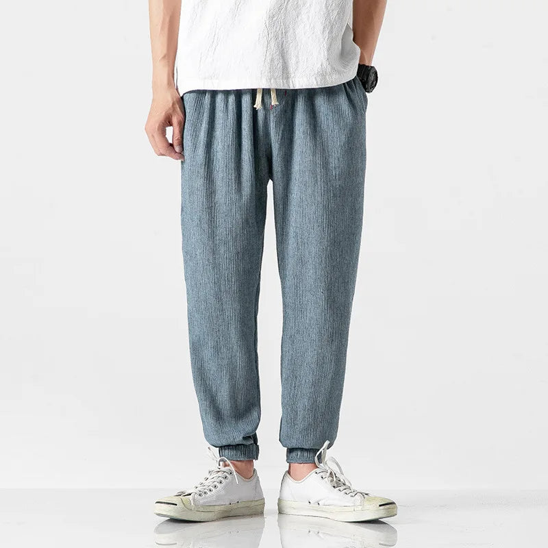 Men's tapered joggers relaxed fit lightweight breathable fabric with elastic drawstring waist
