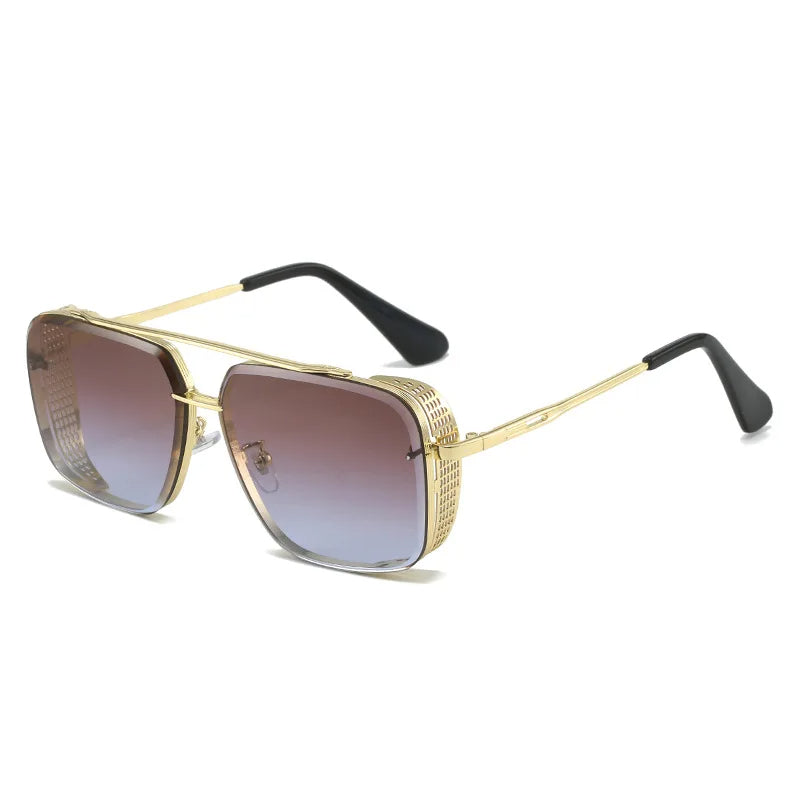 Soleil oversized aviator sunglasses with gradient UV lenses, retro square shield frames