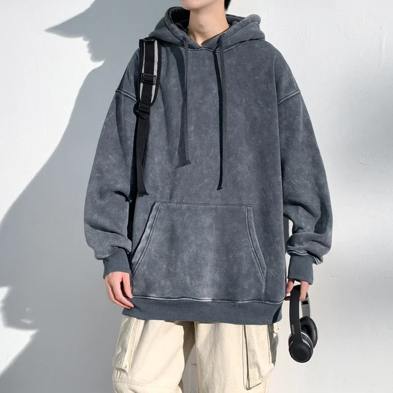 Zenith washed oversized hoodie vintage faded finish breathable streetwear comfort pullover