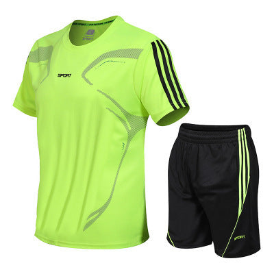 Men's blue basketball training set breathable moisture-wicking shorts and jersey athletic fitness wear