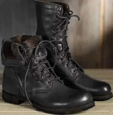 Rafael men's brown PU leather high-top winter trekking boots with non-slip sole and secure lacing