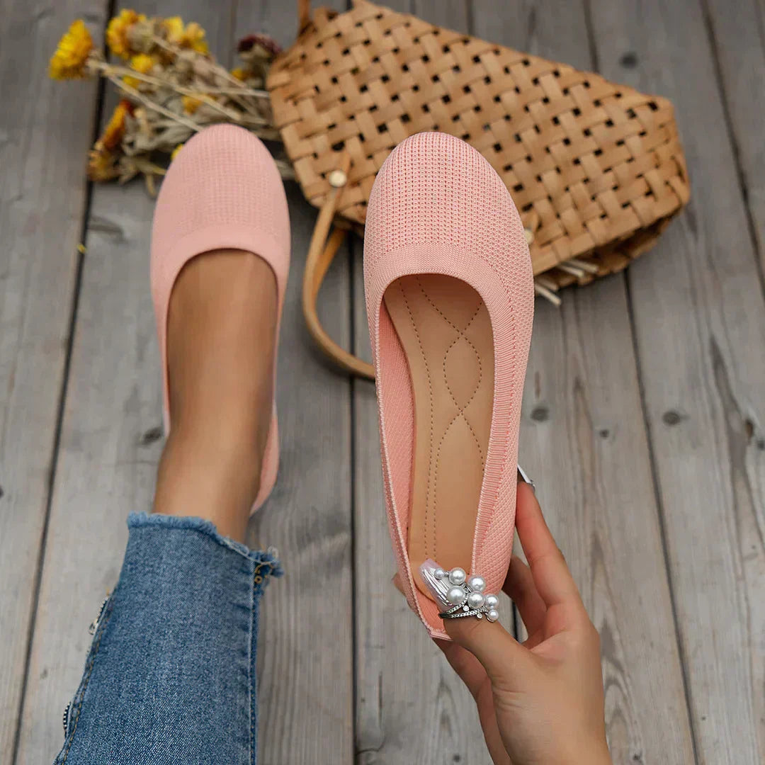 Women's breathable knit flats cozy house slippers lightweight flexible everyday comfort footwear