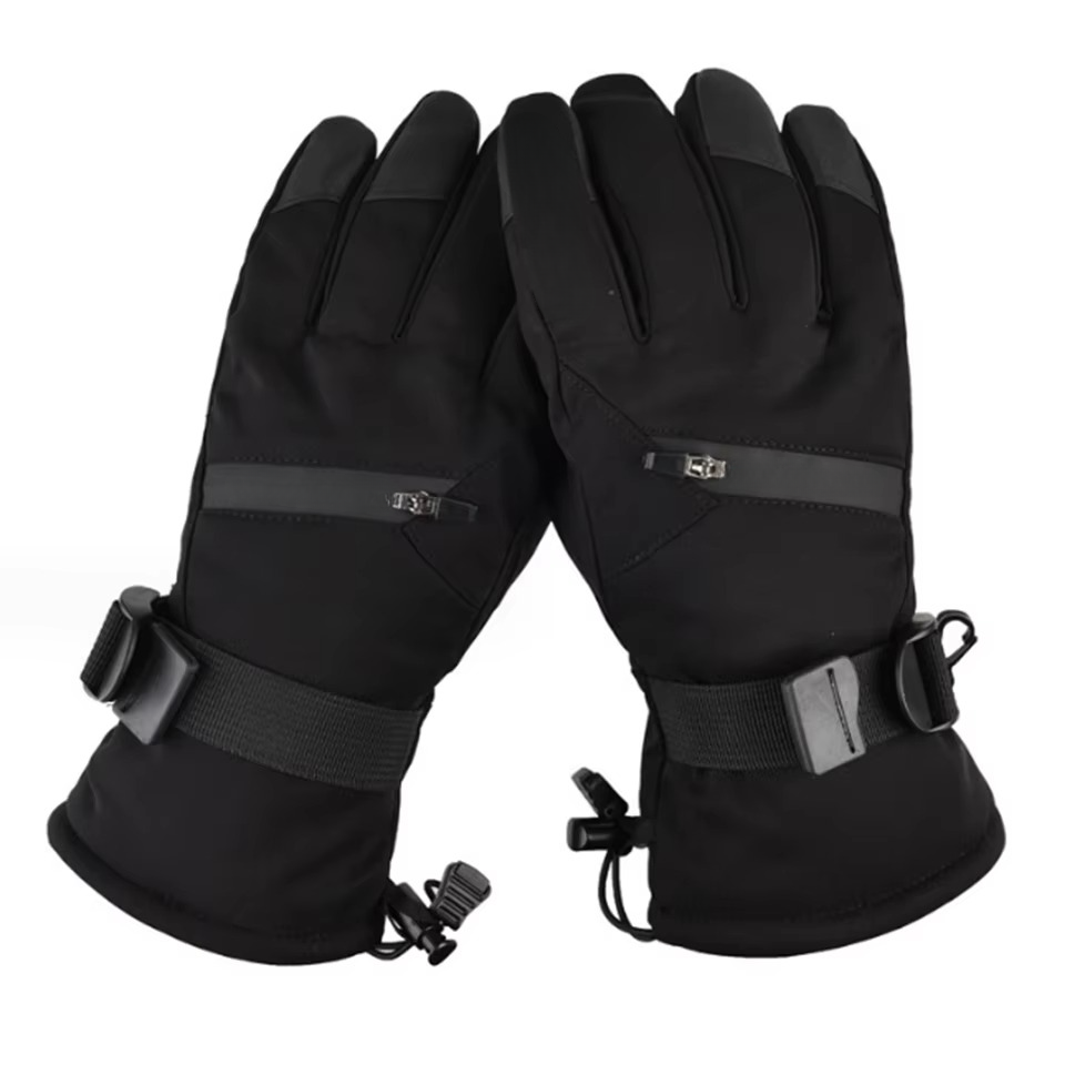 Urbann-Vibe unisex black ski gloves touchscreen-compatible fleece-lined for winter warmth