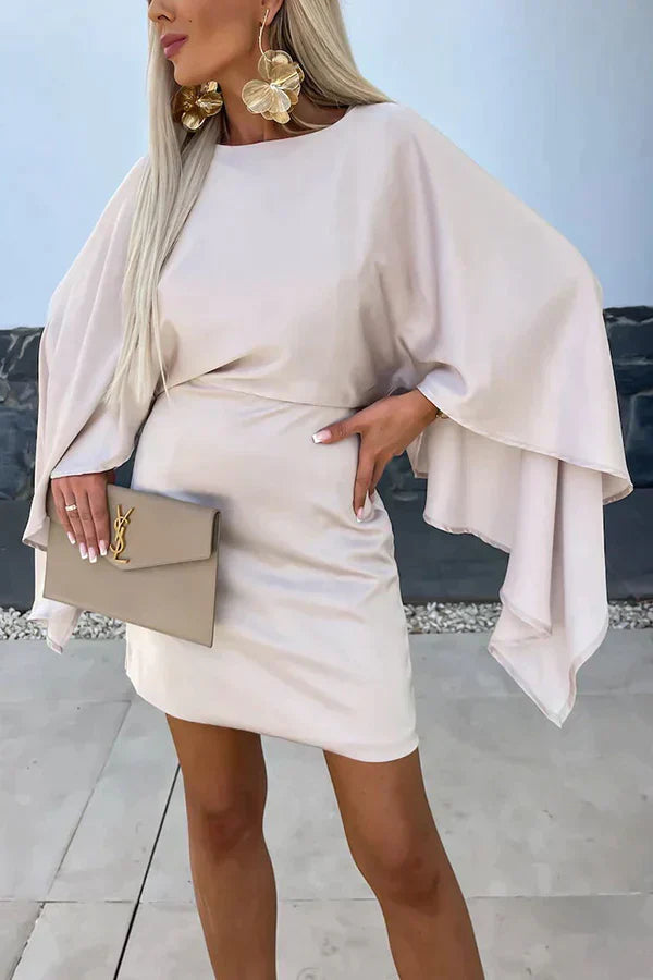 Cleo | Women's Cape Sleeve Mini Dress Batwing Bodycon Cocktail