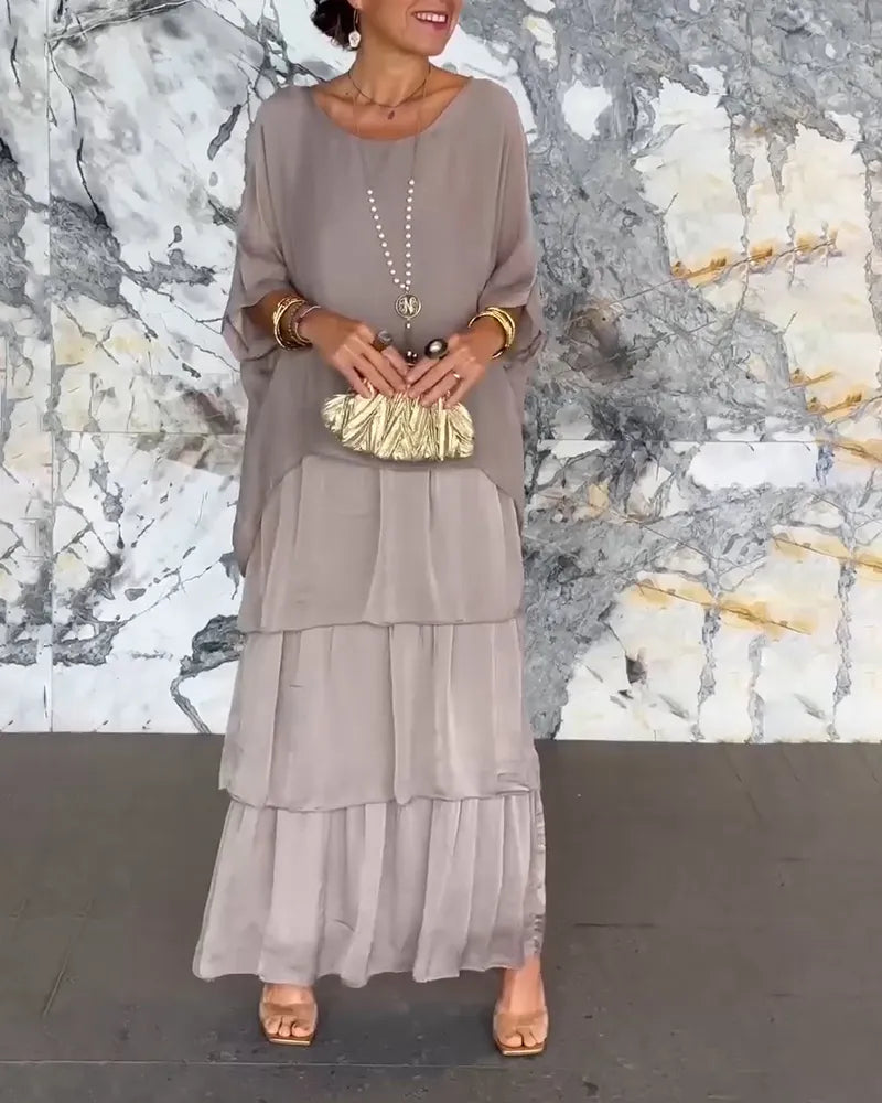 Women's maxi dress flowing loose-fit silhouette airy breathable fabric versatile casual formal elegant drape