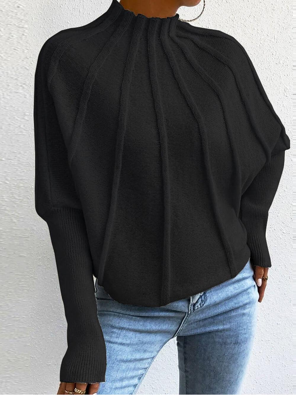 Women's relaxed-fit dolman sleeve knit sweater in neutral tones, cozy cotton-acrylic blend