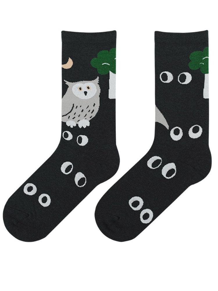 Colorful animal print crew socks soft breathable cotton blend stretch fit kids adults novelty design