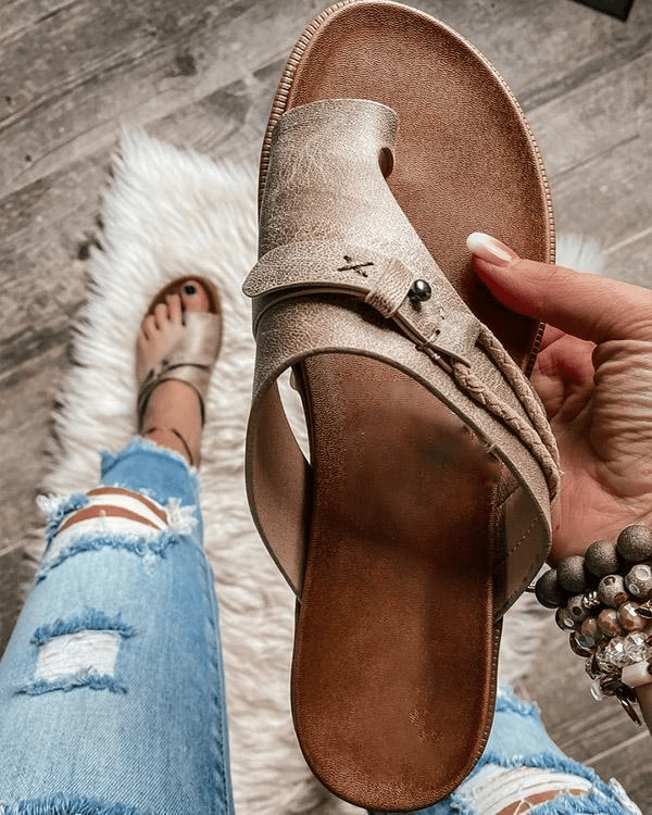 Roma | Women's Flat Toe Ring Sandals Slip-On Boho Summer Slides