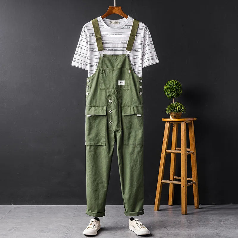 Men's lightweight breathable overalls in casual festival style with adjustable straps for summer comfort