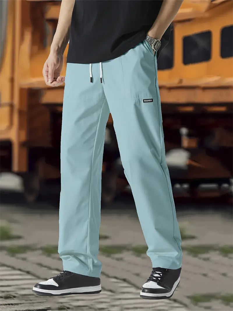 Men's relaxed fit waistline pants with adjustable waist for casual and active comfort