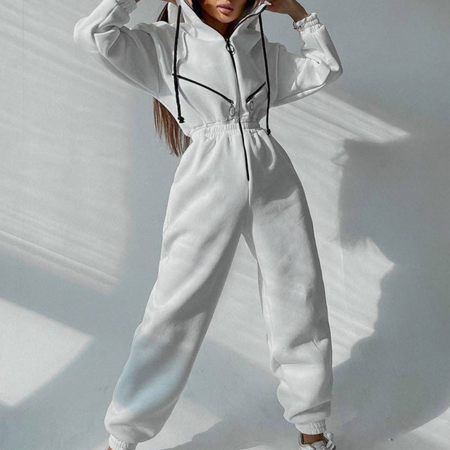 Women's hoodie two-piece spandex set stand-up collar casual athleisure stretch comfort