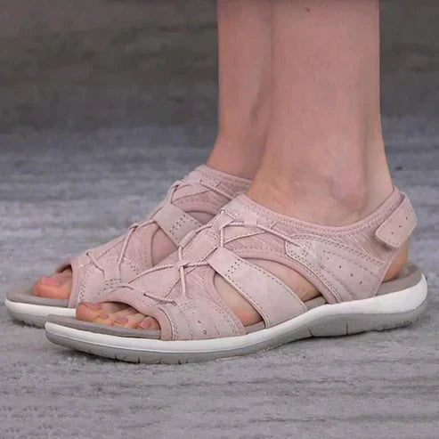 Women's open-toe sandals with adjustable PU leather straps, lightweight supportive sole for all-day comfort