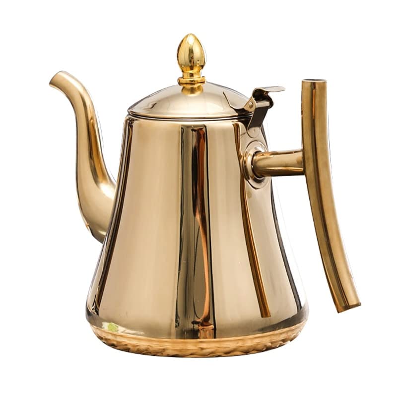 Stainless Steel Teapot with Infuser glossy gold silver finish elegant kitchen decor tea lovers