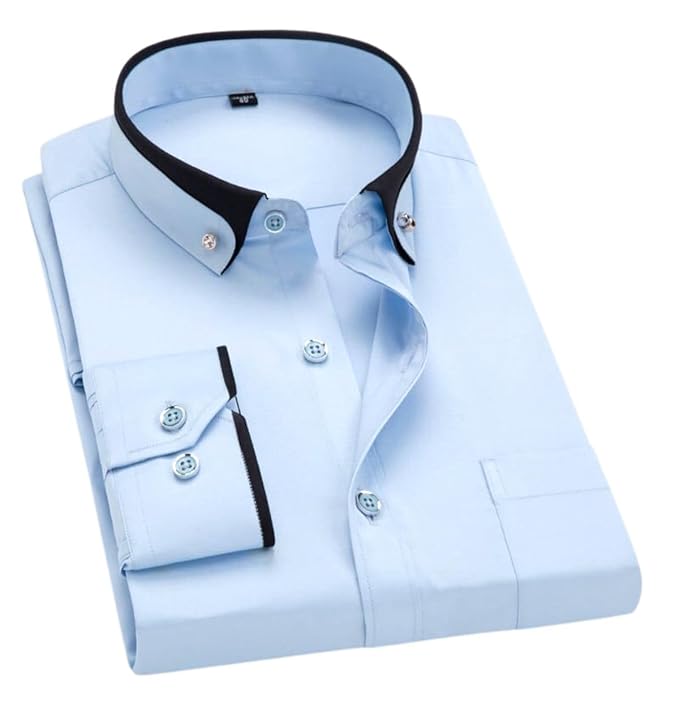 Men's slim-fit long sleeve dress shirt in versatile neutral tone with modern office-ready silhouette