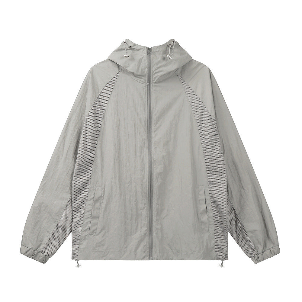 Lightweight packable hooded windbreaker breathable polyester wind resistant jacket for travel outdoors