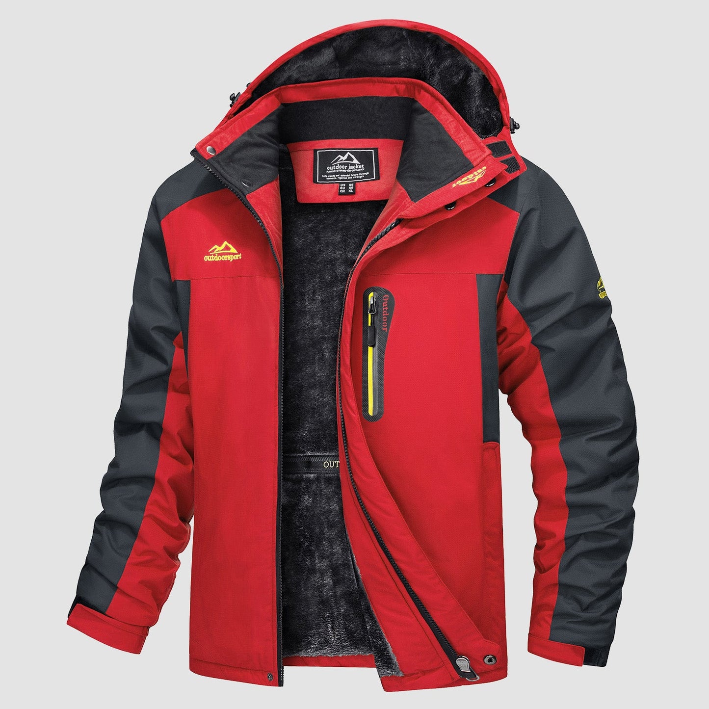 Men's water-resistant navy ski jacket fleece-lined parka with adjustable drawcord hem ultra-warm polyester shell