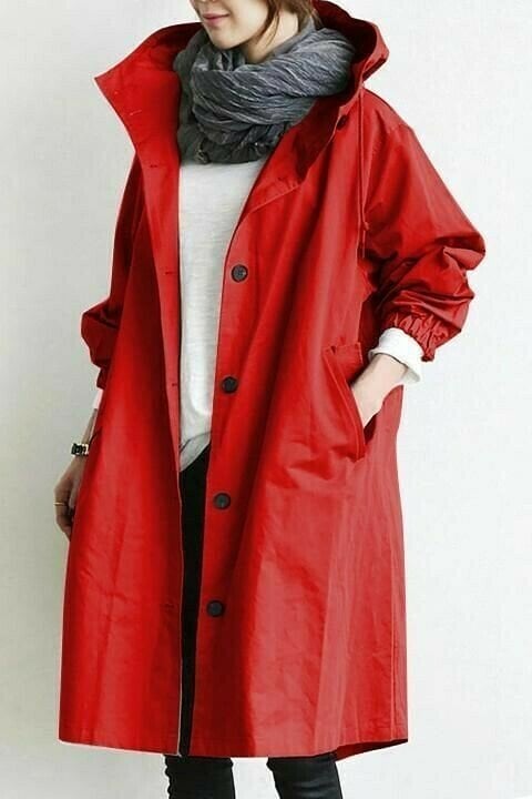 Women's long hooded coat lightweight chic city style versatile all-season modern elongated silhouette
